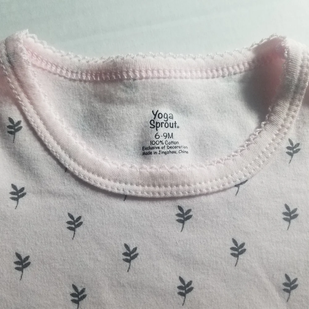 YOGA SPROUT BABY GIRL'S PINK ONESIE BODYSUIT SIZE 6 TO 9 MONTHS 100% COTTON